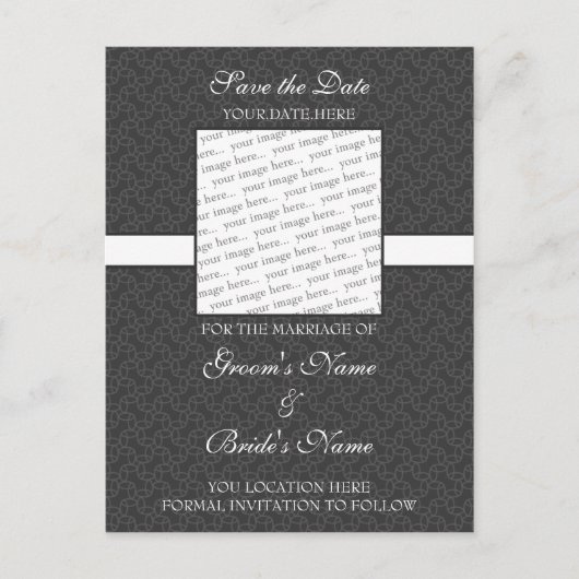 Donkergrijs Save the Date Briefkaart (Voorkant)