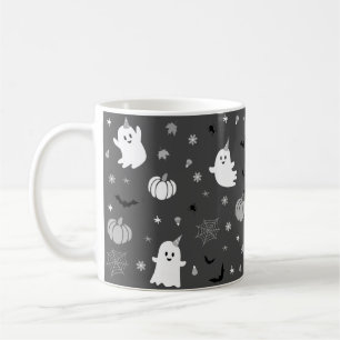 Donkergrijs Spooky Ghost Halloween Koffiemok