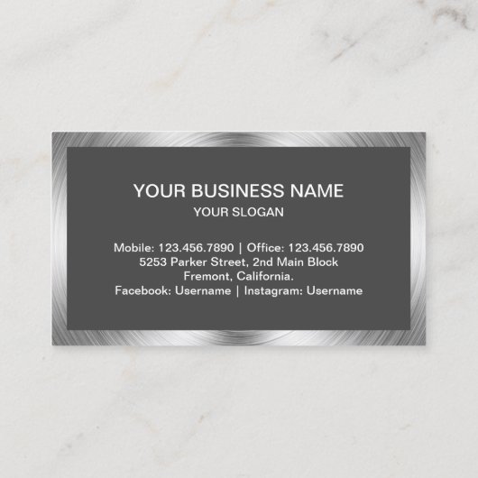 Donkergrijs staal Home Toestellen Reparatie Visitekaartje (Achterkant)