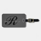 Donkergrijs stijlvol monogram bagagelabel (Voorkant horizontaal)