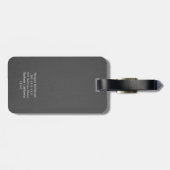 Donkergrijs stijlvol monogram bagagelabel (Achterkant horizontaal)