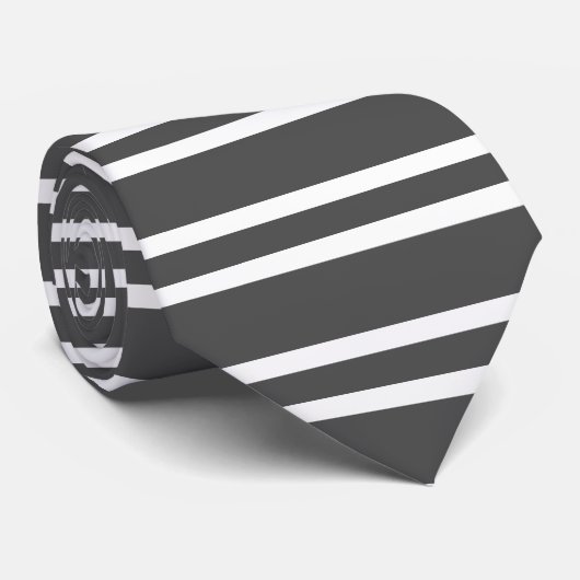 Donkergrijs Stropdas met dunne horizontale witte s (Opgerold)