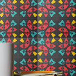 Donkergrijs turkoois rood geel Abstract geometrisc Tegeltje<br><div class="desc">Deze prachtige keramische tegel toont een levendig en modern design versierd met een betoverende reeks geometrische vormen. Met een prachtig palet van tinten, waaronder grijs, blauw, rood en geel, combineert deze tegel moeiteloos hedendaagse flair met opvallende aantrekkingskracht. Voeg een vleugje verfijning en artistieke schittering toe aan elke ruimte met deze...</div>