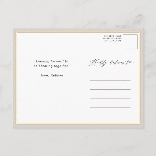 Donkergrijs Vrijgezellenfeest minimalistisch legan Uitnodiging Briefkaart (Achterkant)