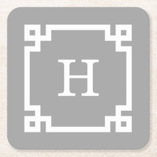 Donkergrijs Wholesalg Lijst 2 Initiaal monogram Kartonnen Onderzetters