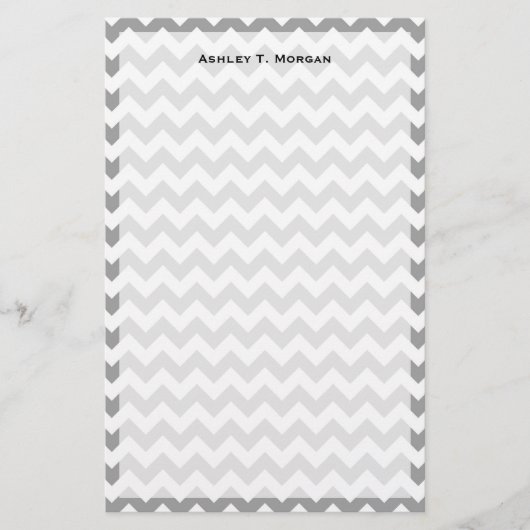 Donkergrijs Wit Chevron Zig-Zag Patroon Briefpapier (Voorkant)