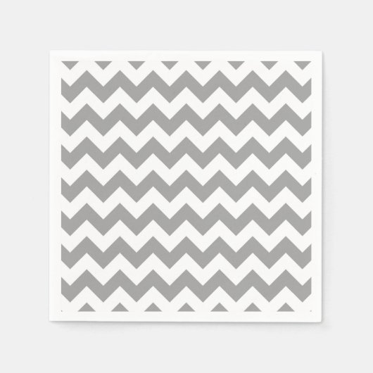 Donkergrijs Wit Chevron Zig-Zag Patroon Servet (Voorkant)