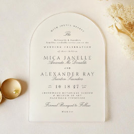 Donkergrijs Wit Elegante Kalligrafie Formele Bruil Acryl Uitnodigingen