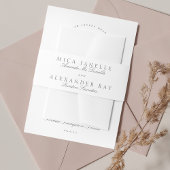 Donkergrijs Wit Elegante Kalligrafie Formele Bruil Uitnodigingen Wikkel