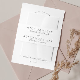 Donkergrijs Wit Elegante Kalligrafie Formele Bruil Uitnodigingen Wikkel