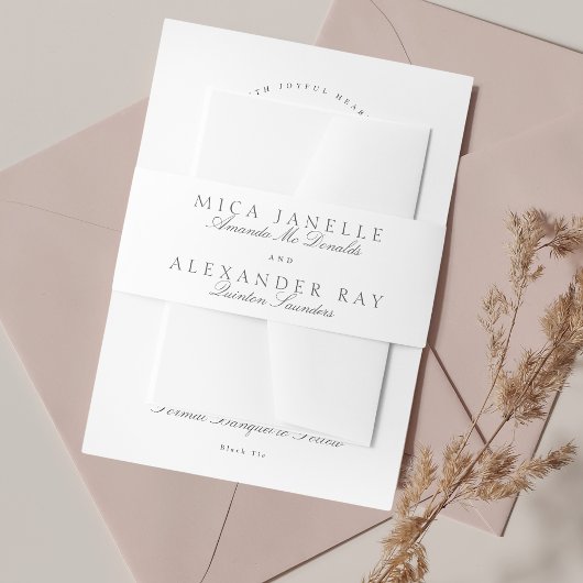 Donkergrijs Wit Elegante Kalligrafie Formele Bruil Uitnodigingen Wikkel