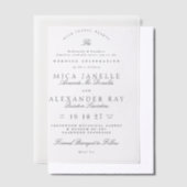 Donkergrijs Wit Elegante Kalligrafie Formele Bruil Vellum Uitnodigingen (Offset)