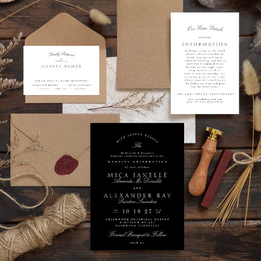 Donkergrijs Wit Elegante Kalligrafie multi-event RSVP Kaartje