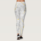 Donkergrijs wit goud folie marmeren patroon leggings (Achterkant)