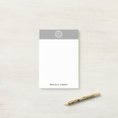 Donkergrijs wit Grieks sleutel Rnd Lijst Initiaal Post-it® Notes (Op bureau)
