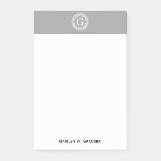 Donkergrijs wit Grieks sleutel Rnd Lijst Initiaal Post-it® Notes (Voorkant)