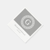 Donkergrijs wit Grieks sleutel Rnd Lijst Initiaal  Servetten (Hoek)