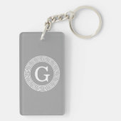 Donkergrijs wit Grieks sleutel Rnd Lijst Initiaal Sleutelhanger (achterkant)