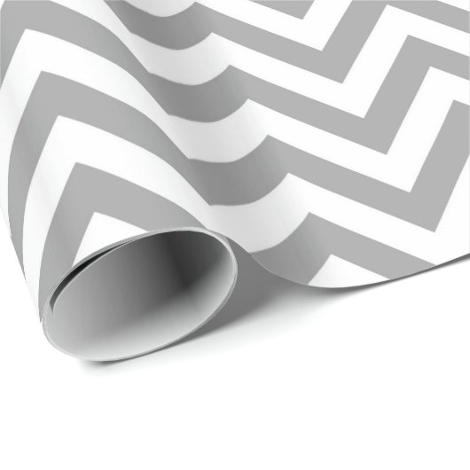 Donkergrijs wit groot Chevron ZigZag patroon Cadeaupapier (Rol Hoek)
