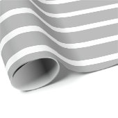 Donkergrijs Wit Horizonaal Gestreept Cadeaupapier (Rol Hoek)