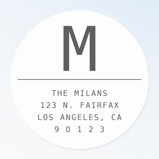 Donkergrijs & wit retouradres ronde sticker