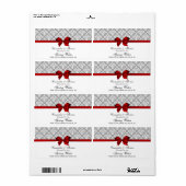 Donkergrijs wit waslabel met rode bol etiket (Full Sheet)