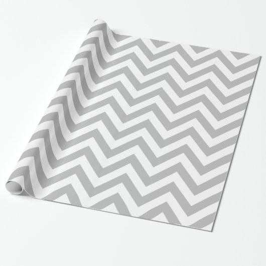 Donkergrijs Wit XL Chevron ZigZag Patroon Cadeaupapier (Uitgerold)