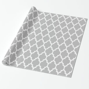 Donkergrijs Wit XL Marokkaans Quatrefoil #4 Cadeaupapier