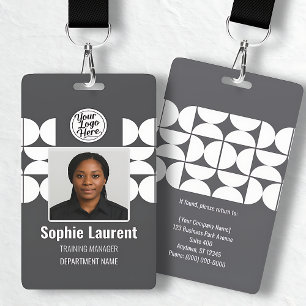 Donkergrijs Witte Geometrische Moderne Bedrijfsbev Badge