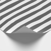 Donkergrijs & Witte Scheve Strepen Cadeaupapier (Hoek)
