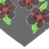 Donkergrijs zwart en rood bloem korte tafelloper (Hoek)