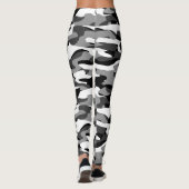 Donkergrijs zwart en wit Camouflage patroon Leggings (Achterkant)