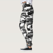 Donkergrijs zwart en wit Camouflage patroon Leggings (Links)