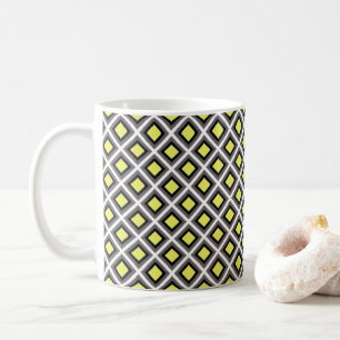 Donkergrijs, zwart, geel Ikat Diamonds, afkomstig Koffiemok