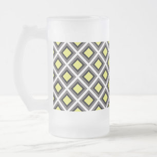Donkergrijs, zwart, geel Ikat Diamonds, afkomstig  Matglas Bierpul