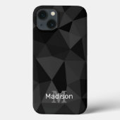 Donkergrijs zwart geometrisch maaspatroon Monogram Case-Mate iPhone Case (Achterkant)