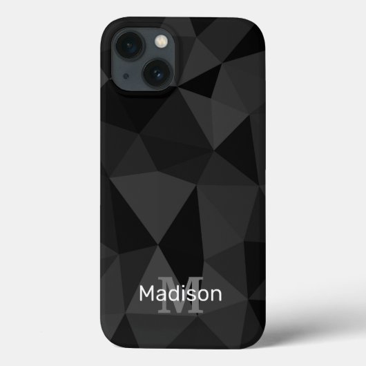 Donkergrijs zwart geometrisch maaspatroon Monogram Case-Mate iPhone Case (Achterkant)