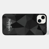 Donkergrijs zwart geometrisch maaspatroon Monogram iPhone Hoesje (Achterkant horizontaal)