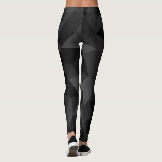 Donkergrijs zwart geometrisch maaspatroon Monogram Leggings (Achterkant)