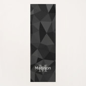 Donkergrijs zwart geometrisch maaspatroon Monogram Yogamat (Voorkant)