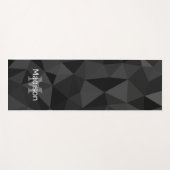 Donkergrijs zwart geometrisch maaspatroon Monogram Yogamat (Voorkant (horizontaal))
