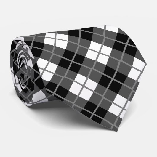 Donkergrijs, zwart, wit en grijs Stropdas afdrukke (Opgerold)