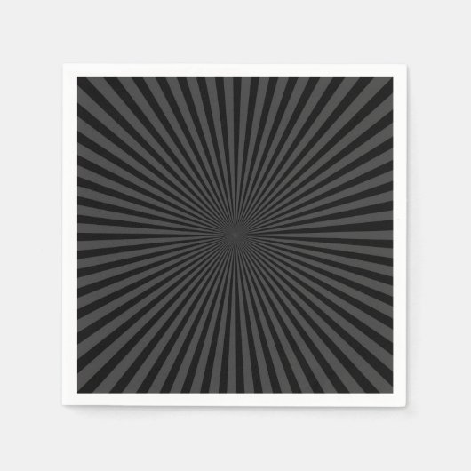 Donkergrijs & Zwarte Retro Sunburst Achtergrond Servet (Voorkant)
