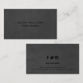 Donkergrijze achtergrond van kunstleder visitekaartje (Voorkant / Achterkant)