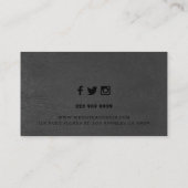 Donkergrijze achtergrond van kunstleder visitekaartje (Achterkant)