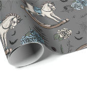 Donkergrijze Baby Gothic Rocking Horse Cadeaupapier (Rol Hoek)