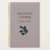 Donkergrijze bladeren silhouet paars planner (Voorkant)