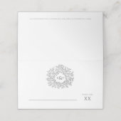 Donkergrijze bladeren tekenmonogram bruiloft plaatskaartje (Buitenkant ongevouwen)