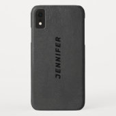 Donkergrijze bladlederen textuur Case-Mate iPhone case (Achterkant)