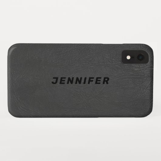 Donkergrijze bladlederen textuur Case-Mate iPhone case (Achterkant (horizontaal))